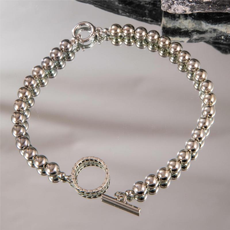 Beautiful Fashion Elegant Silver Color Ball Beads Chain Bracelet with Ring Women Lady Cute Bracelet Gorgeous Jewelry