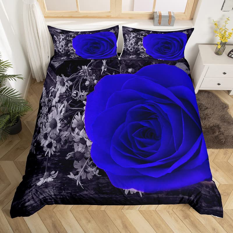 Rose Flower Duvet Cover Set Twin King Botanical Floral Bedding Set Garden Flowers Quilt Cover Valentine'S Day Bedspread Cover