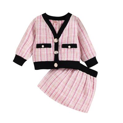 Toddler Baby Girl Clothes Autumn Dress Casual Plaid Cardigan Top+Plaid Skirt Girls Sets Newborn Baby Clothing Suit