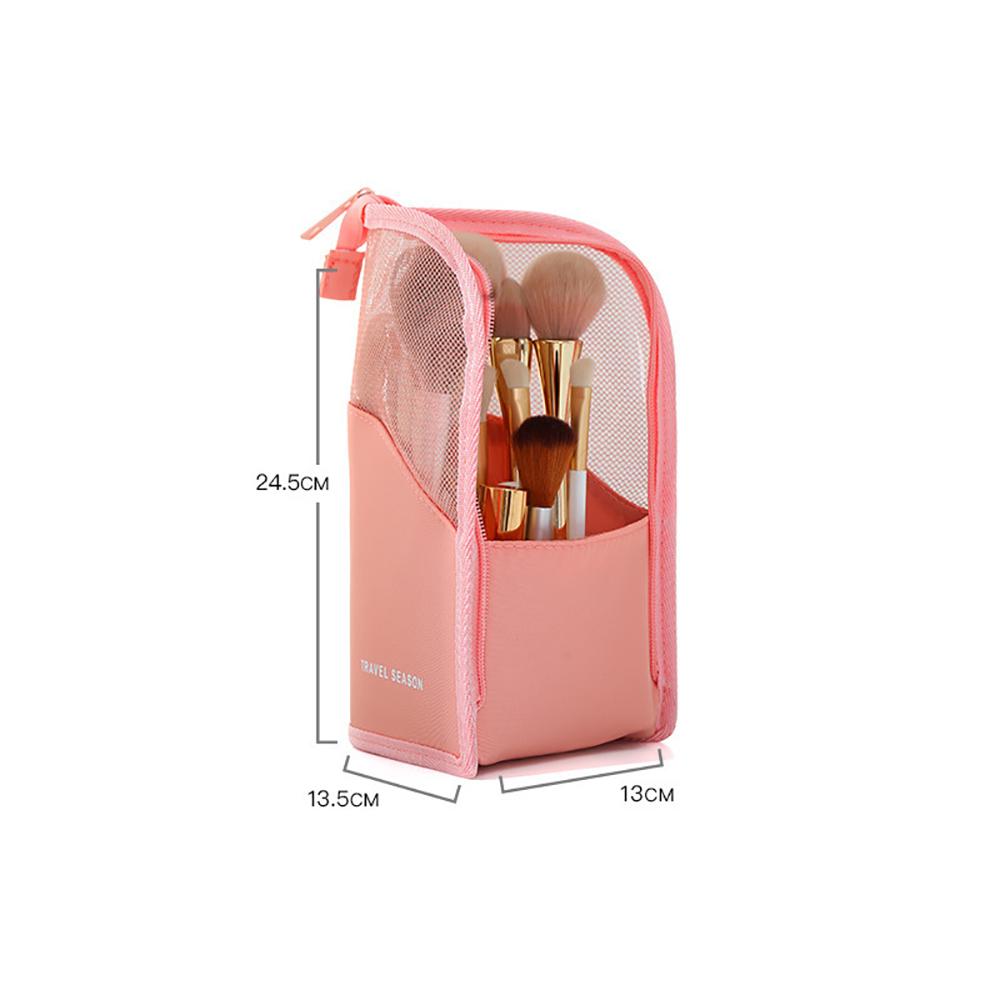 Makeup Brush Holder Women Travel Outdoor Waterproof Cosmetic Bag Stand-Up Portable Foldable Makeup Case with Zipper
