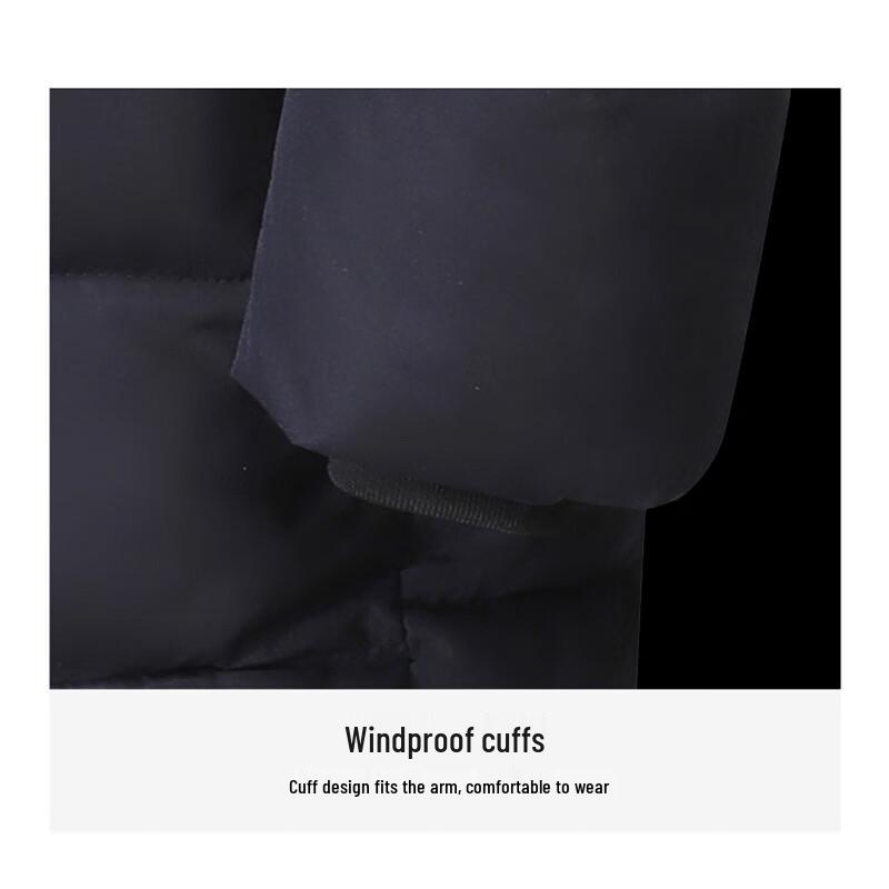 ROMON Men's Winter Plush Lined Mid-Length Hooded Padded Jacket