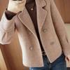 Women's Double-Sided Wool Coat - Petite, Long Sleeve, Short Top, Stylish Spring/Autumn Suit