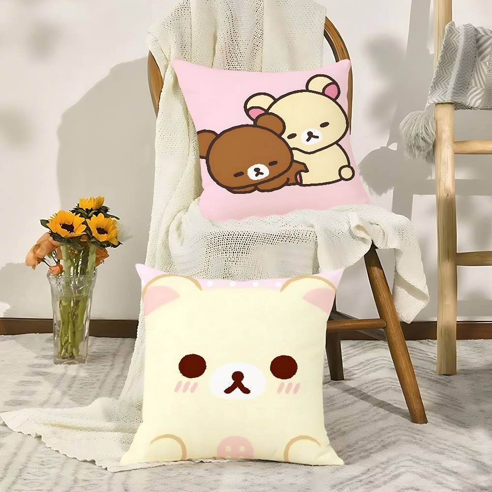 Cute L-Rilakkumas Kawaii Pillow Case Cushion Cover Soft Cute Throw Pillow Case For Car Sofa Pillowcase Polyester With Zipper
