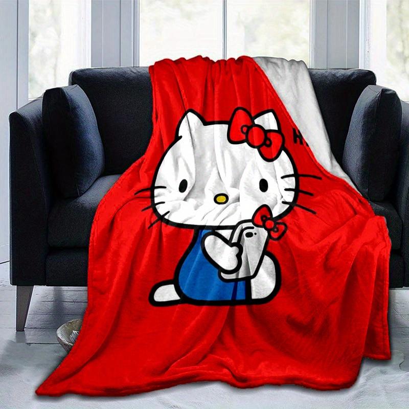 

1pc. Hello Kitty Red Background Blanket - Cute Home Decor, Office Napkin, Outdoor Th 100x150cm