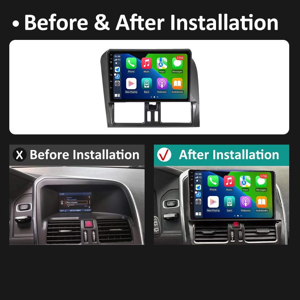 Android 14 Volan pe stânga Pentru Volvo XC60 2009 2010 2011 2012 - 2013 Navigație GPS Wireless Carplay Ventilator de răcire WIFI Unitate principală