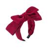 Sweet Corduroy Bowtie Headband Wide Solid Color Bowtie Hair Hoop Large Hair Band Wash Face Hairband Makeup
