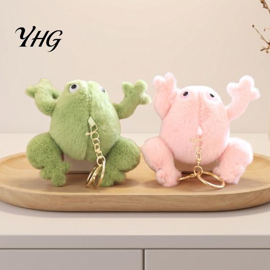 Hautfreundliches Polyester-Plüschtier, Niedlicher Frosch-Schlüsselanhänger, Weicher Stofftier-Anhänger mit erhöhter Pfote, Cartoon-Schlüsselanhänger-Taschenanhänger für Rucksack, Mini
