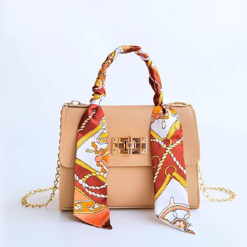 

Fresh And Sweet Style Scarf Shoulder Bag Pu Material світло-коричневого кольору