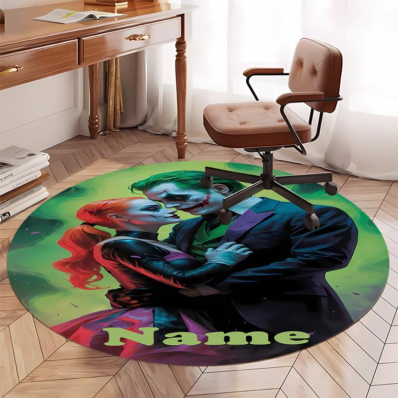 Custom Name Joker Printed Round Rug Carpet Chair Rug Area Rug Entryway Doormats,for Office Chair Living Room Bedroom Kitchen Room.
