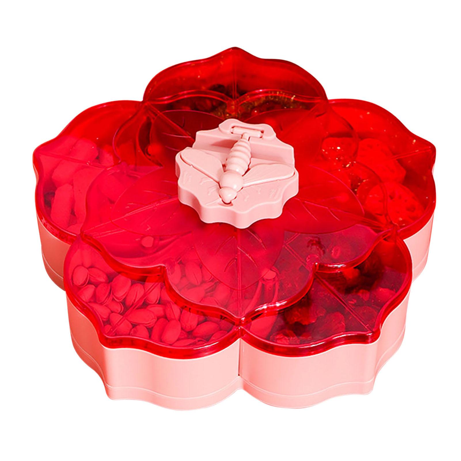 

Rotating Snack Tray Creative Flower-Shaped Fruit Nut Candy Storage Box