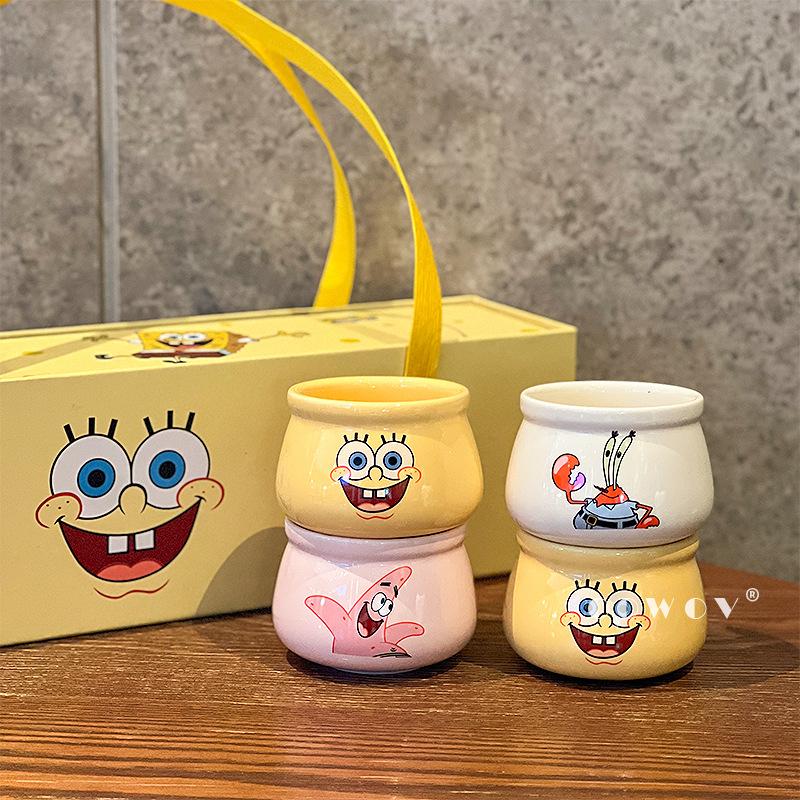 SpongeBob Schwammkopf Gelenk-Teetasse Geschenkbox 2025 Neu Hochwertige Büro-Heim-Keramik-Teetasse Geschenk