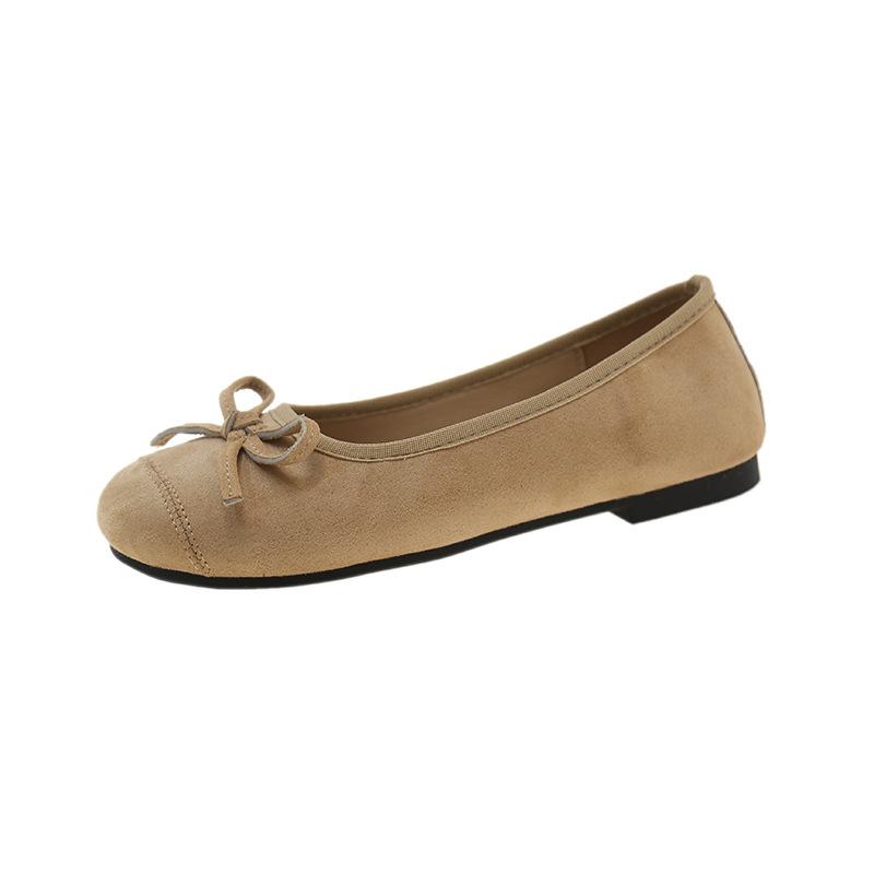 

Туфли-балетки с бантом женские весна 2025 новые на плоской подошве с мелким вырезом одинарные туфли повседневный темперамент с юбкой вечерний бриз 35