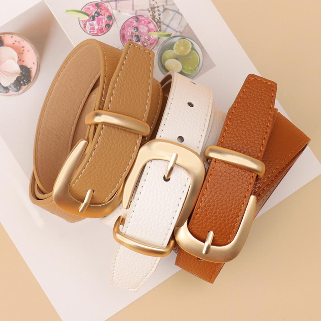 Fashionable Adjustable Jeans Belt For Women Durable Faux Leather with Gold Buckles Everyday Styling