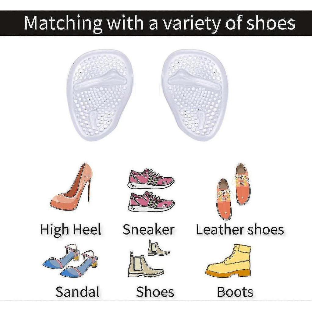 2 Pairs Half Cushion Insoles, Plantar Cushion Insoles, Silicone Forefoot Pad