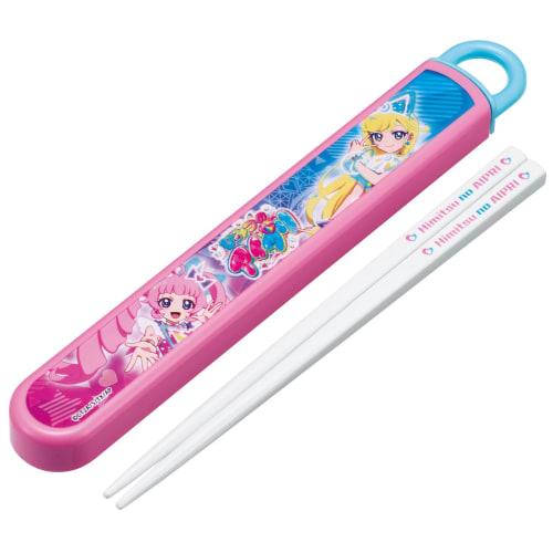 Skater Chopsticks and Chopstick Case Set for Kids, Lunch Box, 16.5cm, Made In Japan, Dishwasher Safe, Sliding Design, Secret Eye Puri, Girl's ABS2AMAG