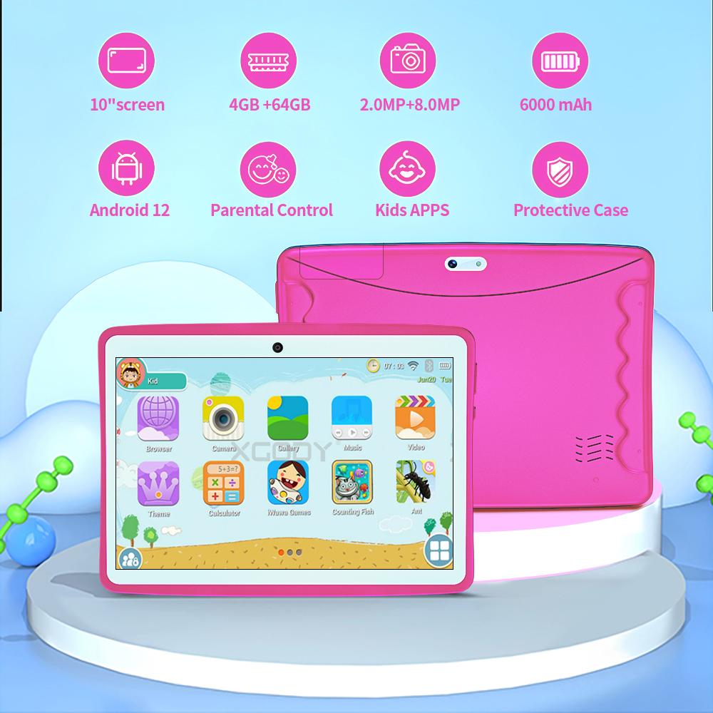 BDF K107 10.1 Inch Android12 Kids Tablets 4GB+64GB Wifi+3G 4G Lte Internet Google Play