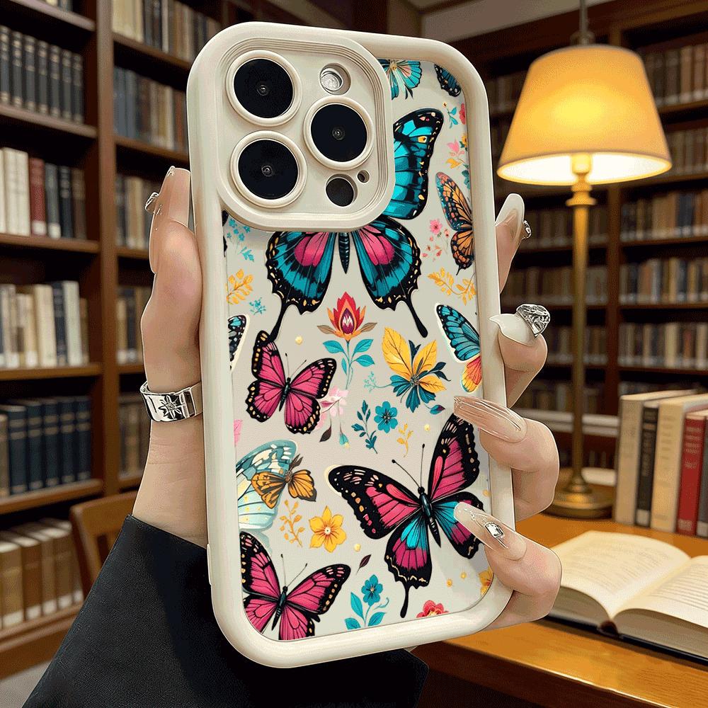 Colorful Butterfly Flower Luxury Anti-Slip TPU Phone Case For Xiaomi Redmi Note 15 14 13 12 11 10 9 Pro Full Protective Cover