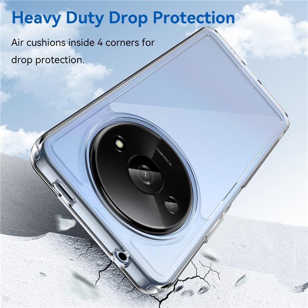 WANLONFENG MF2 Series For Xiaomi Redmi A3 4G Case TPU Acrylic Clear Phone Cover with 2Pcs Tempered Glass Film