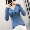 Pullover mit V-Ausschnitt für Damen, schmale Passform, kurzes Oberteil, Pull-Pullover, Strickpullover, solide Langarm-Damen, Frühling und Herbst
