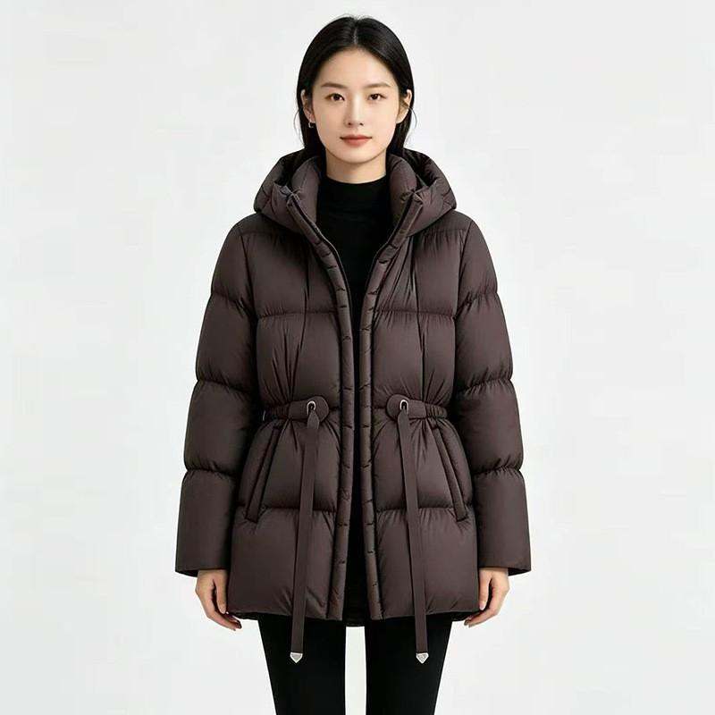 Womens Short Puffer Coat With Hood Slim Fit White Duck Down Winter Warm Outerwear