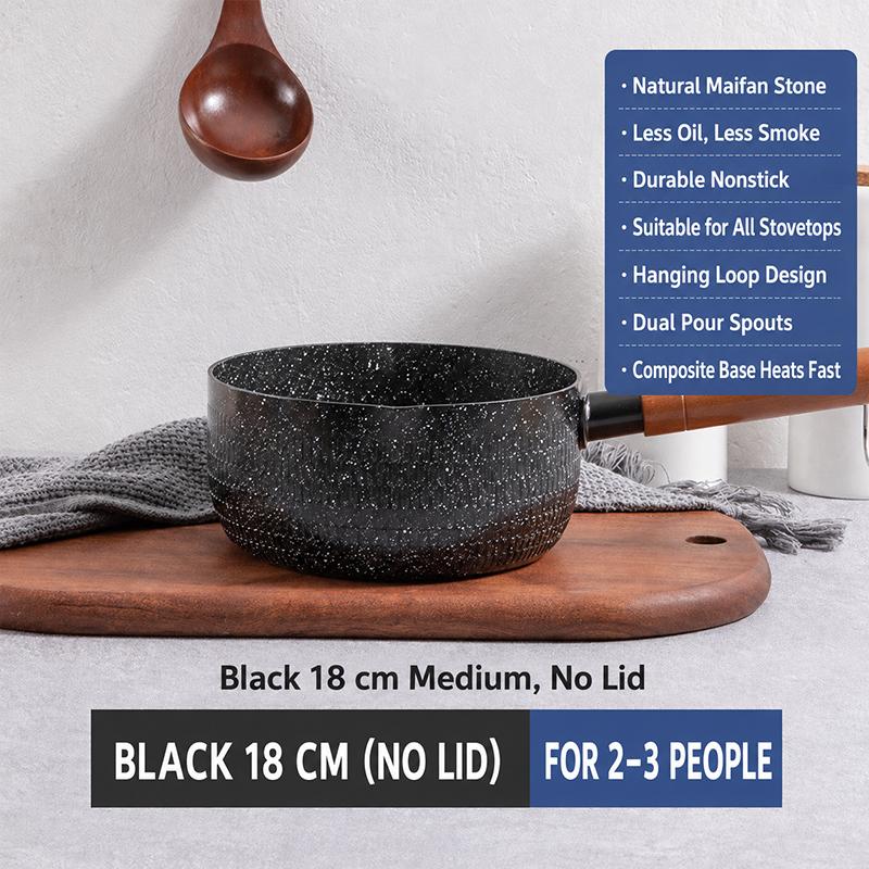 Japanese-style Snow Flat Pot Maifanite Non-Stick Glass Lid Induction Cooker Soup Baby Food Noodle Mini Cooking Pot