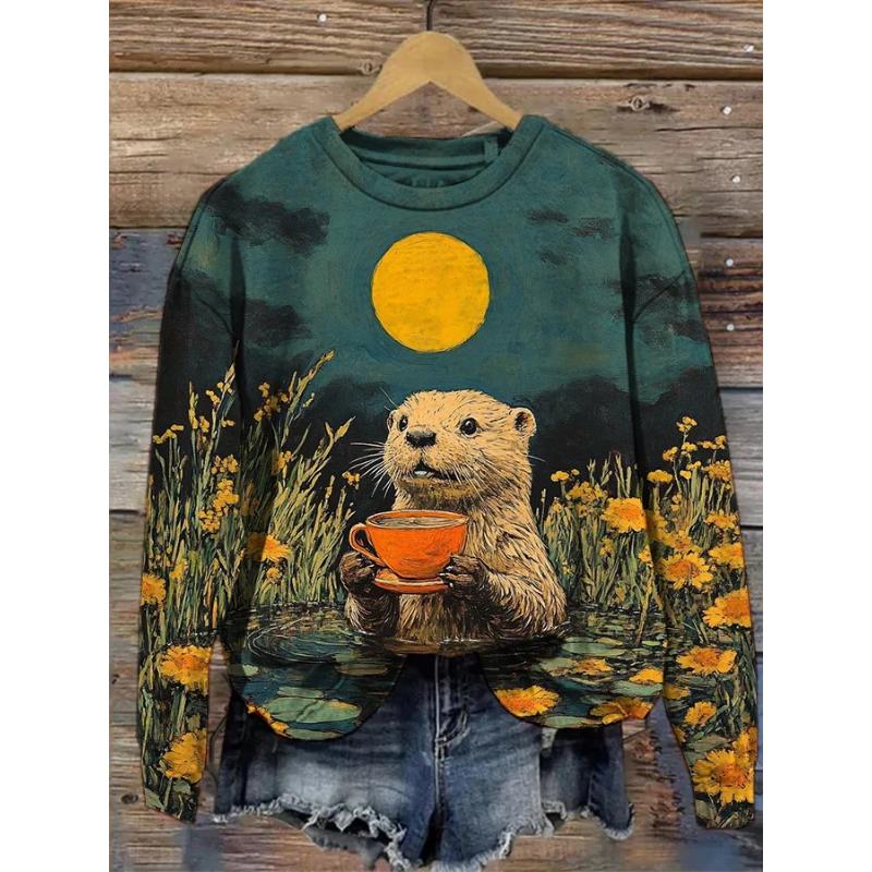 

Fashion Women s Art Printed Sweatshirt 3D Print O-Neck Long Sleeve Tops Summer Casual Women s Clothing Apparel Y2K Streetwear 5XL