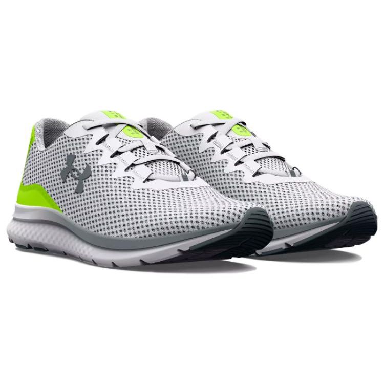 Under Armour Charged Impulse 3 White Lime Surge Men Sneakers Gravel 3025421-101