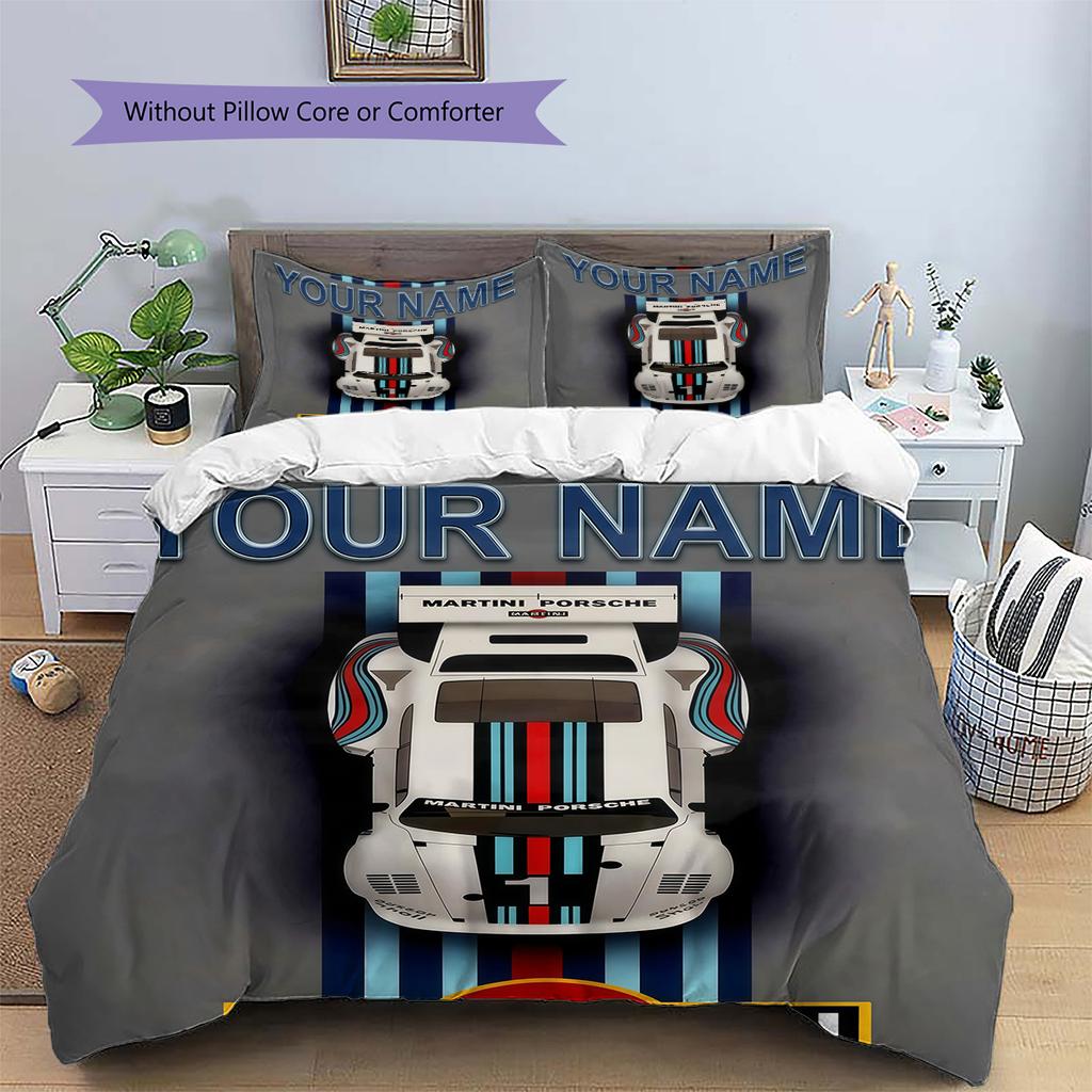 Custom Name Martini Racing Bedding,Quilt Set Quilt Cover Pillowcase Home Birthday Gift(1 * duvet cover + 2 * pillowcase, without core) -HE77