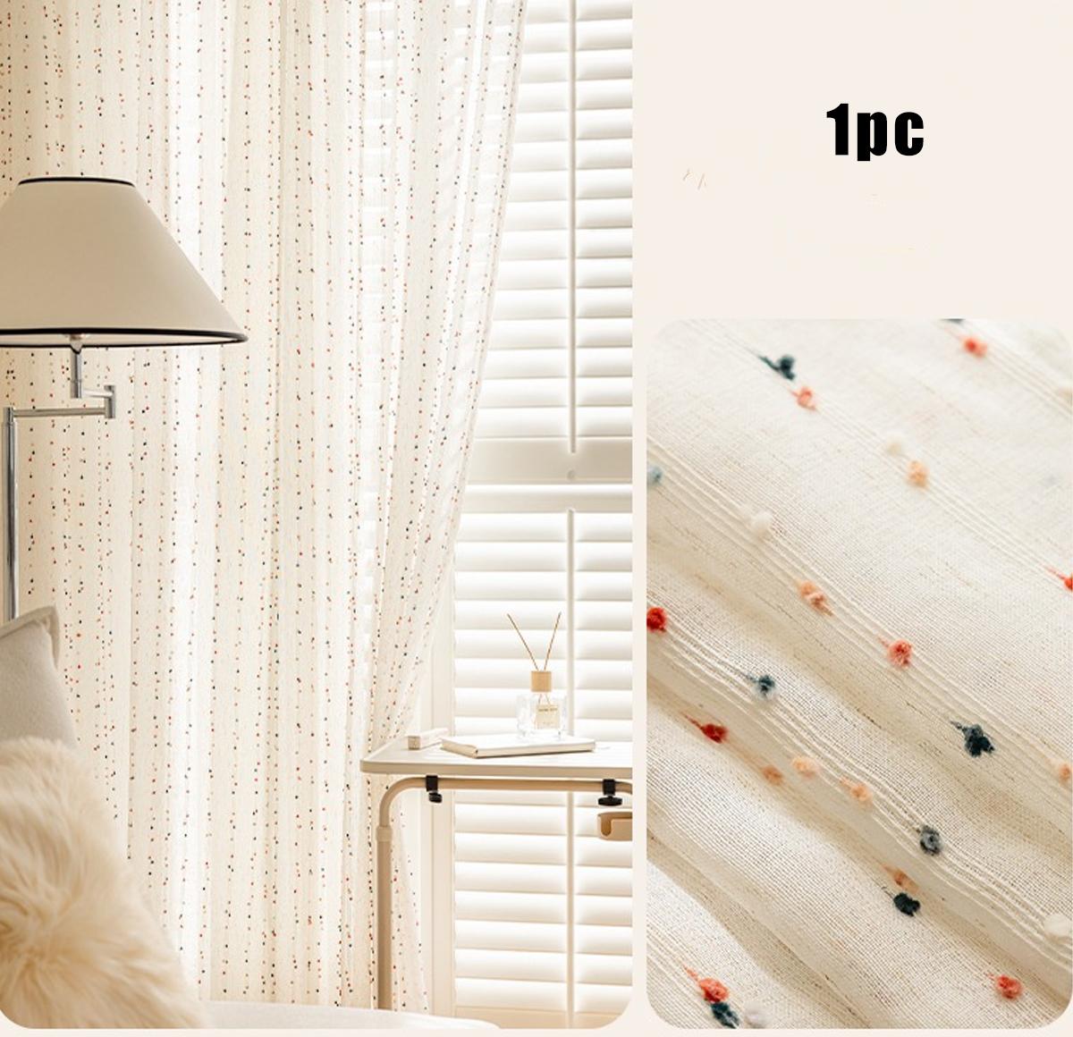 

Color jacquard linen-textured Sheer Curtains Home for living Room Bedroom Kitchen Villa Modern Simple Curtains Decoration Drapes W100xH130cm 1pc&Hooks Tape Top