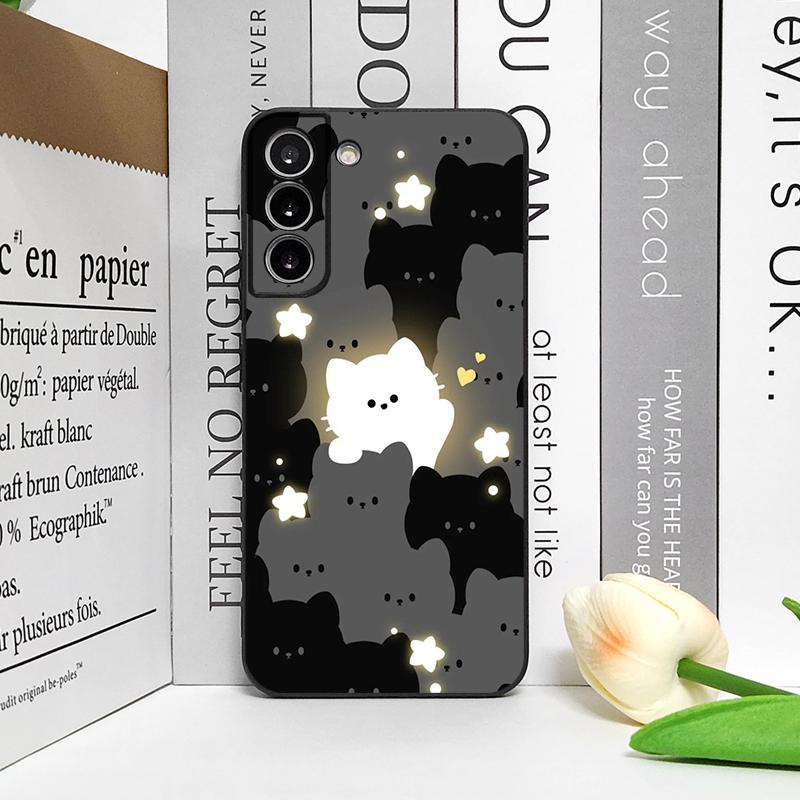 Custodia per Telefono Coppia Gatti Neri Bianchi Cartoni Animati per Google Pixel 9A 8A 7A 6A 7 PRO 8 9 Pro XL 4G 5G Cover Morbida Antiurto Guscio Abbinato