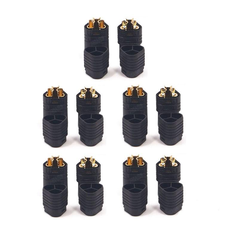 5 Pairs MT60 High-Quality Connectors | 3.5mm ESC Plug | Male-Female | For RC LiPo Battery and ESC | Nickel-Plated Metal, Black
