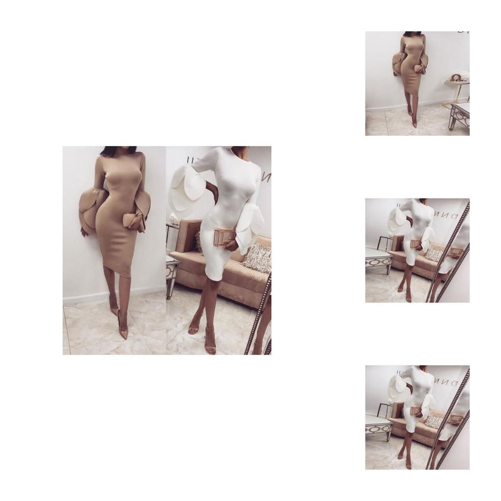 Elegant Us Women's Long Petals Sleeve Bodycon Casual Party Evening Cocktail Mini Dress For Effortless Style