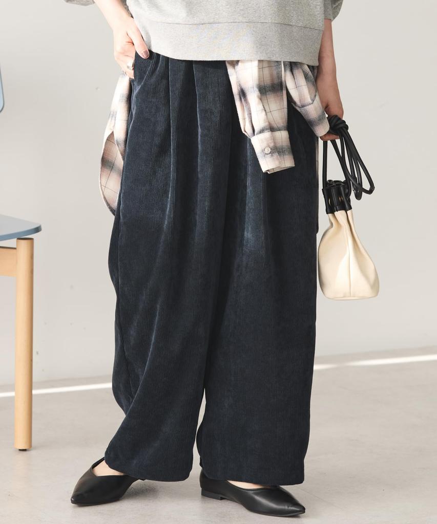 Corduroy wide pants navy S