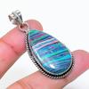 Natural Rainbow Calsilica Gemstone 925 Sterling Silver Pendant 1.97" AP-15227