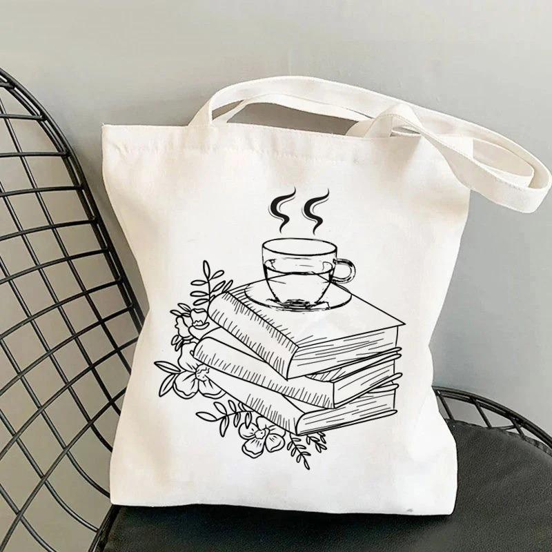 Book Lover Floral Canvas Tote Bag Cute Large Capacity Shoulder Bag for Reading Enthusiasts Perfect for Commute School