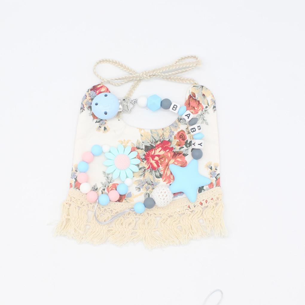 Colorful Silicone Star Leters Bead Chain Clip Holder Baby Feeding