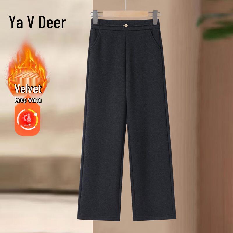 Yalu Mama Women s High-Waist Straight-Leg Fleece-Lined Winter Trousers XL