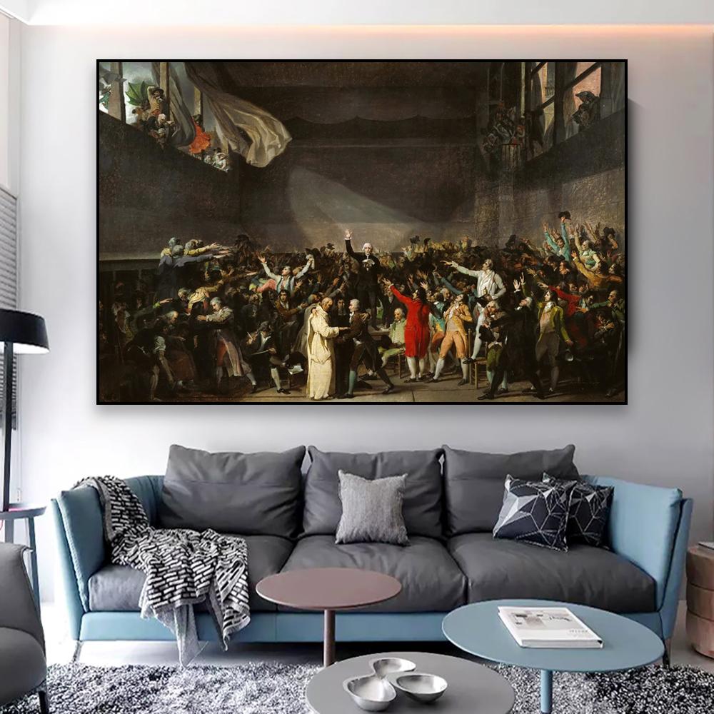 

Клятва Jeu de Paume Картина маслом Плакат Ретро Жак-Луї Девід друкує настінне мистецтво Вінтажна класична картина на полотні 70x120 No Frame