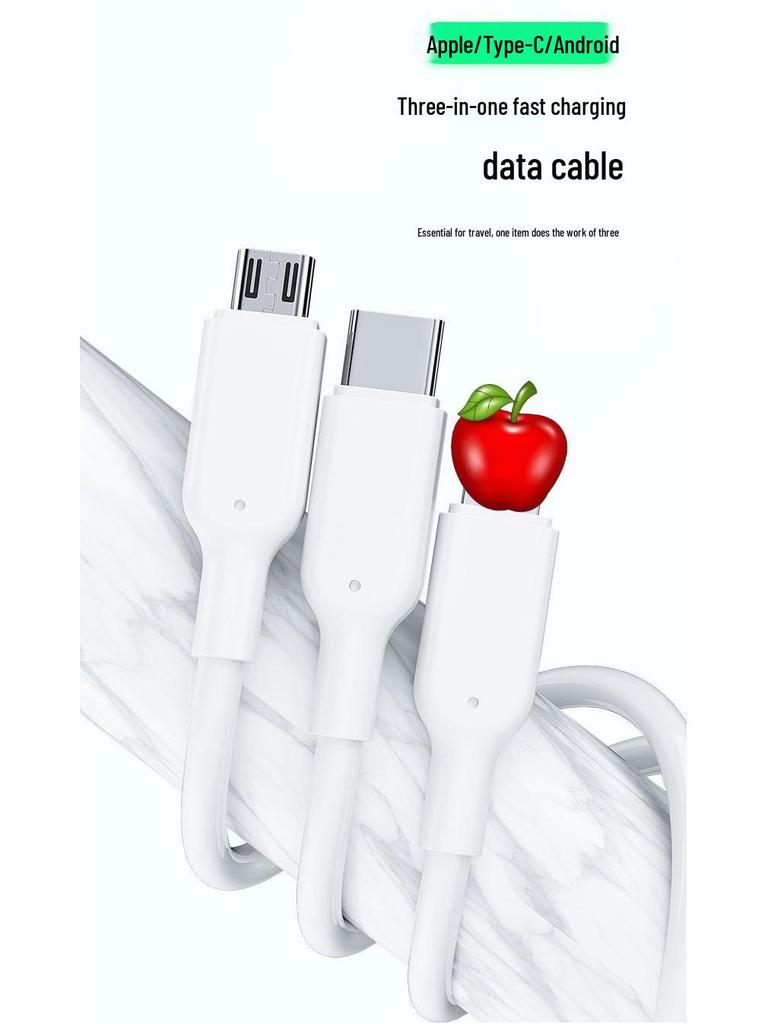 3-in-1 Multi-Function Fast Charging USB Cable for Apple, Android, and Type-C Devices