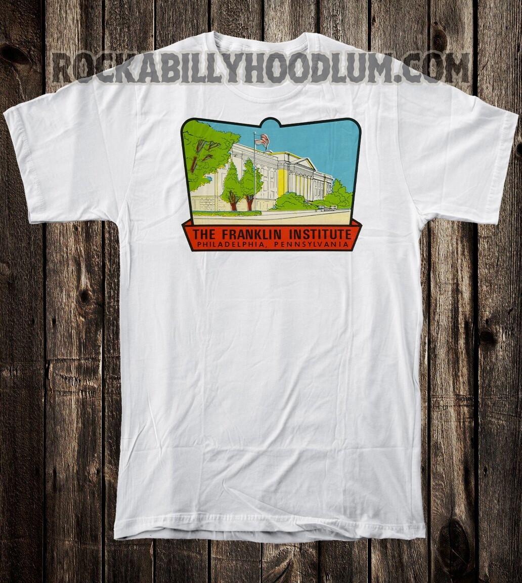 Retro Travel Tee T Shirt 100% Cotton Tourist Franklin Institute Philadelphia L
