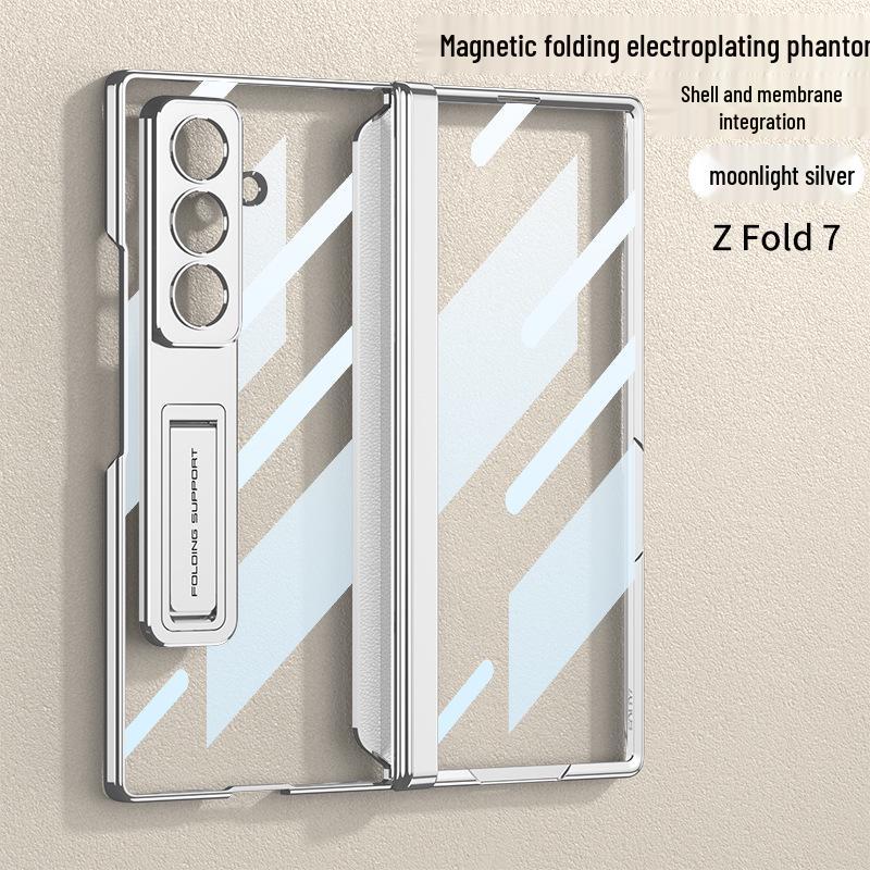 Samsung FOLD7 Magnetic Hinge Stand Case: Transparent, Protective for Folding Screen