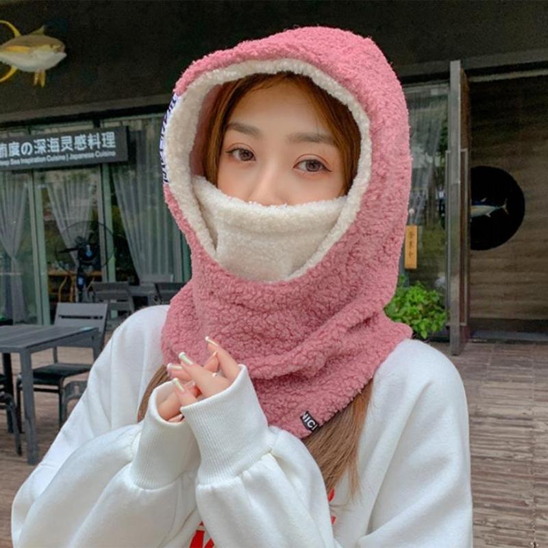 3-in-1 Women Hat Thick Fleece Hat with Ear Flaps Facemask Outdoor Hat Furry Caps Windproof Hat Hiking Running Headwear