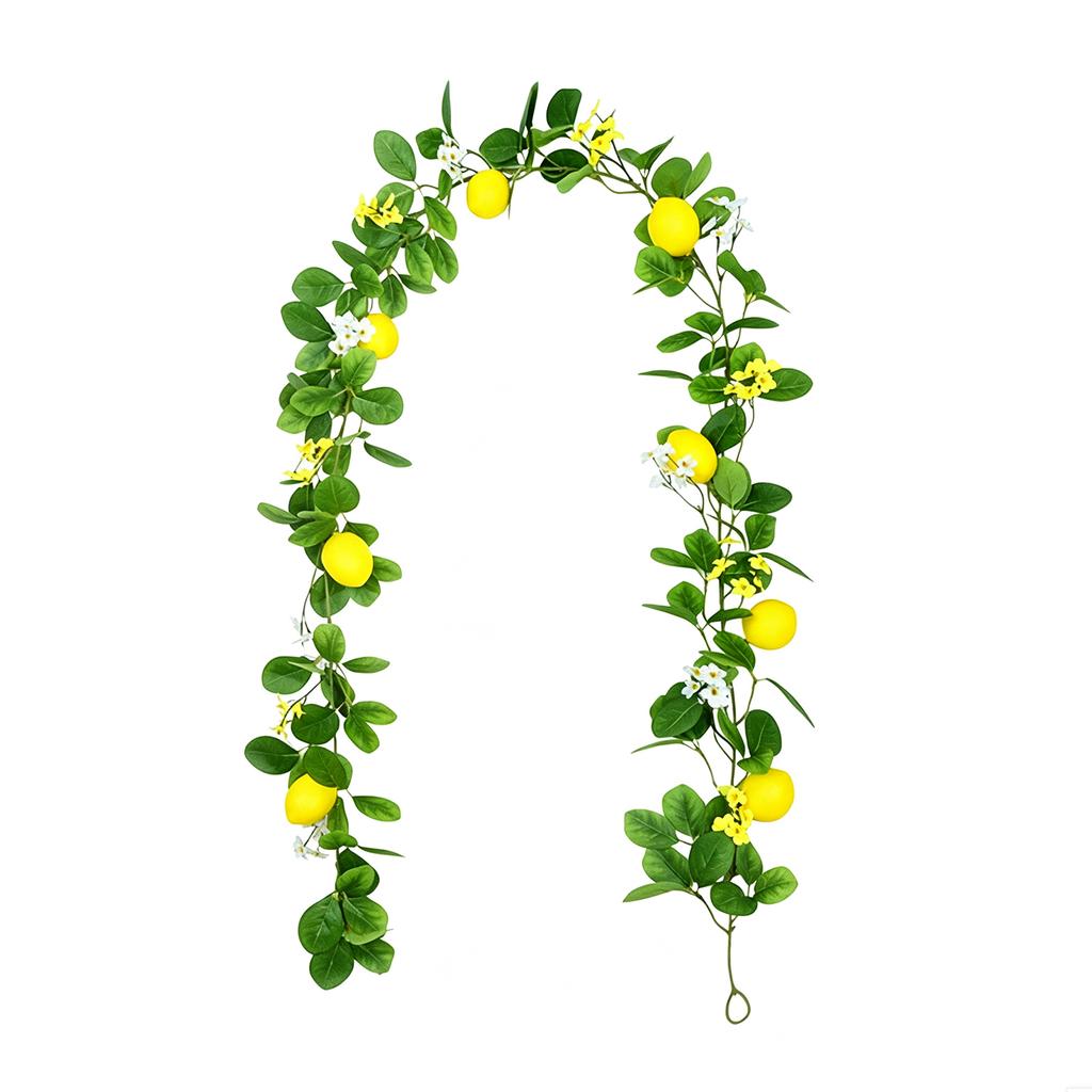 Realistic Artificial Lemon Garland with Green Leaves Simulated Lemon Vine Strips for Party Wedding Backdrop Front Door Decor