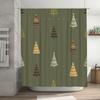 Christmas Tree Shower Curtain SetFestive Decor for Bathroom Multi-colored Patterned Fabric with Hook Rings (Green)
