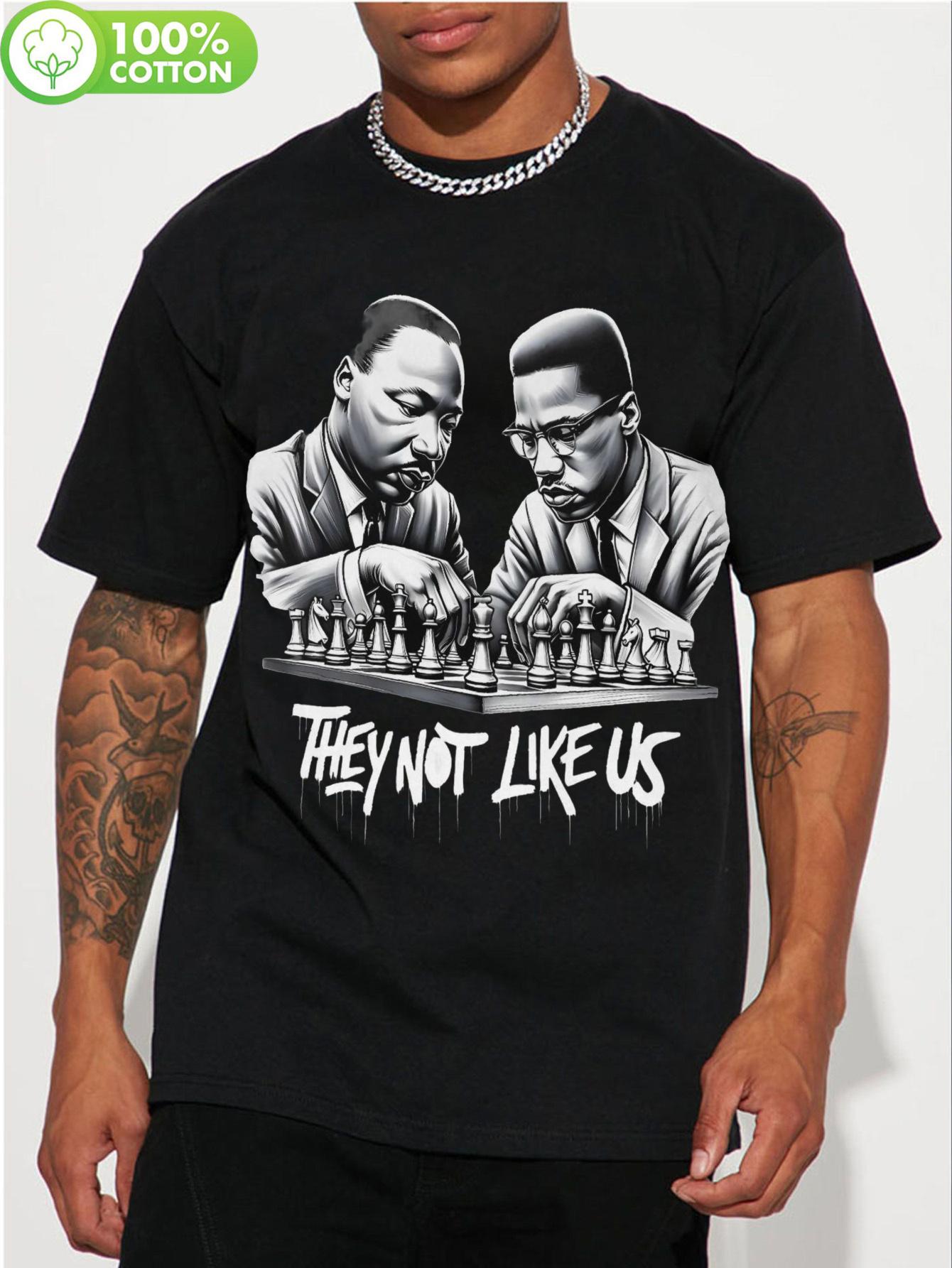 Unisex Cotton Graphic T-shirt - Retro Chess Design with THEY NOT LIKE US Statement XXL