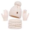 3Pcs/Set Plush Knitted Hat Warm Beanies Hat Fashion Winter Hat Scarf Gloves  Men Women