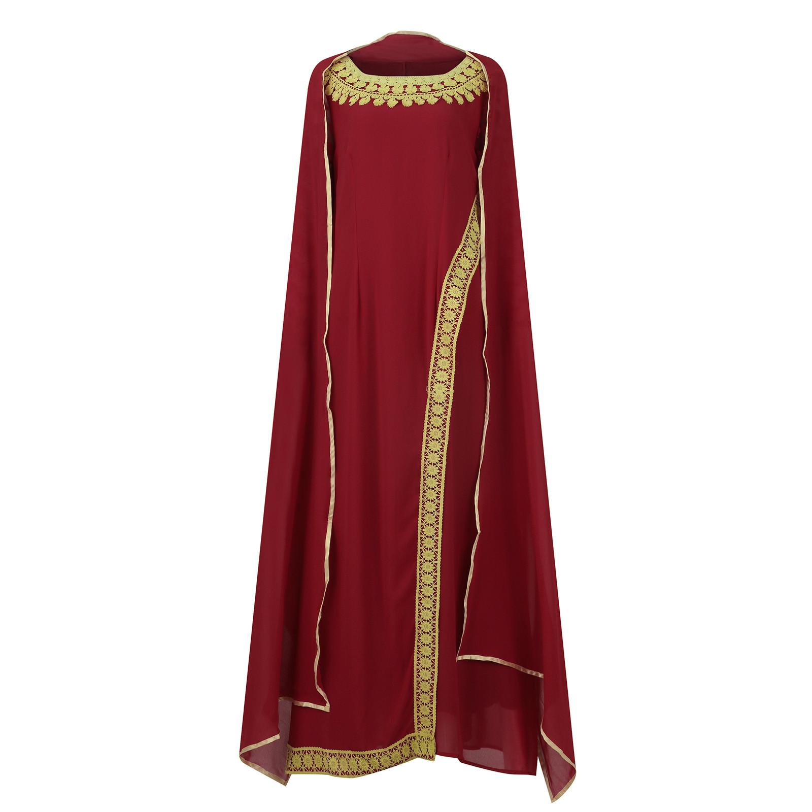 

Женская винтажная кружевная и кружевная лоскутная нерегулярная юбка с круглым вырезом и длинными рукавами, накидка, шифоновая длинная юбка XL винный