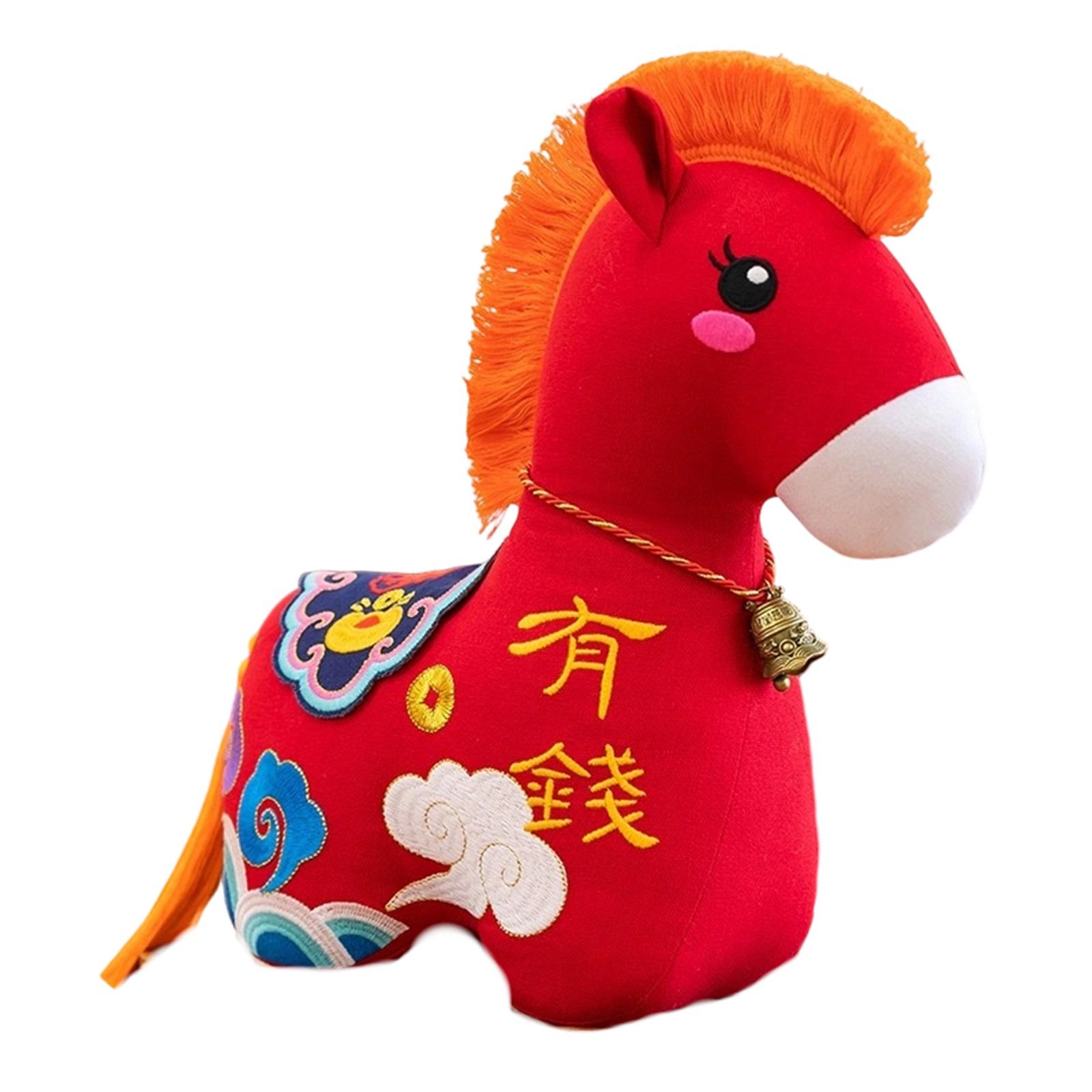 

Horse Year Mascot Doll Folk Flower Cloth Horse Doll Fabric Horse Doll Plush Toy Gift One Size червоний