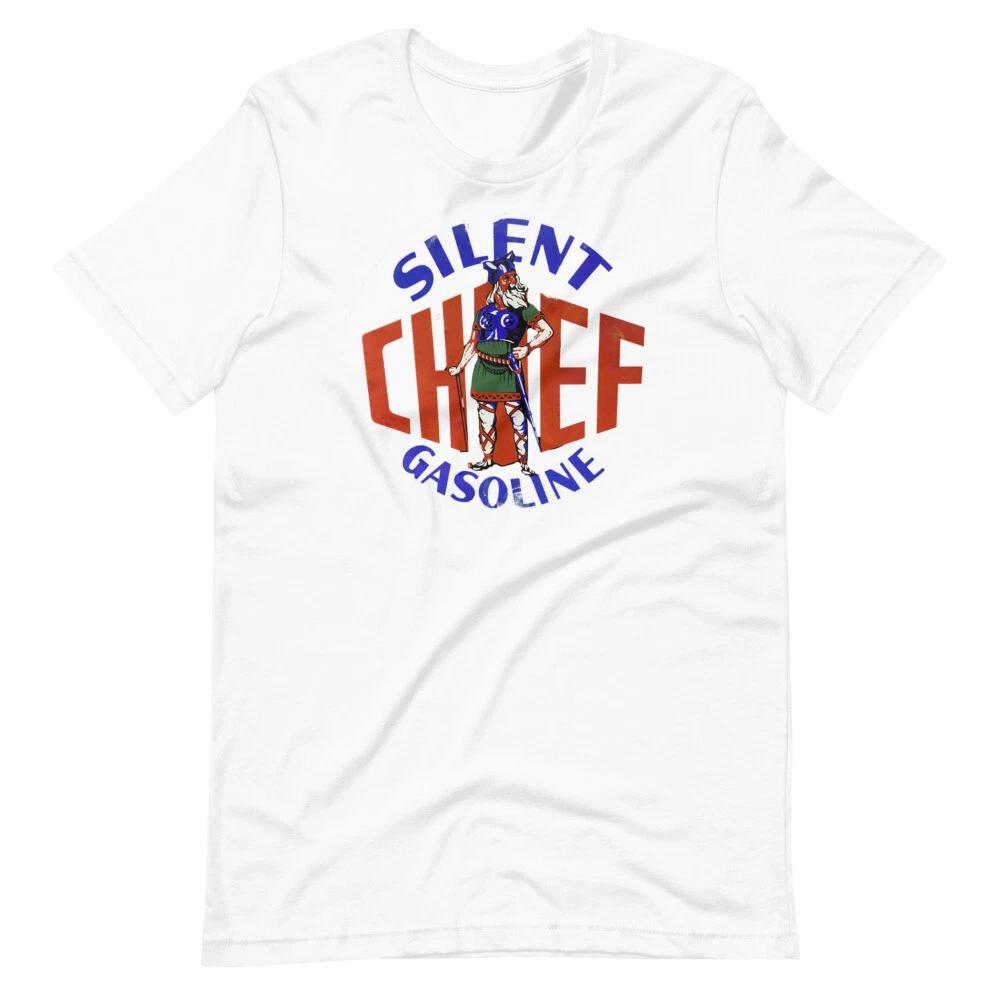 

SILENT CHIEF OIL GAS GASOLINE White Tee Short-Sleeve Unisex 100% Cotton T-shirt Mens Tees Top S