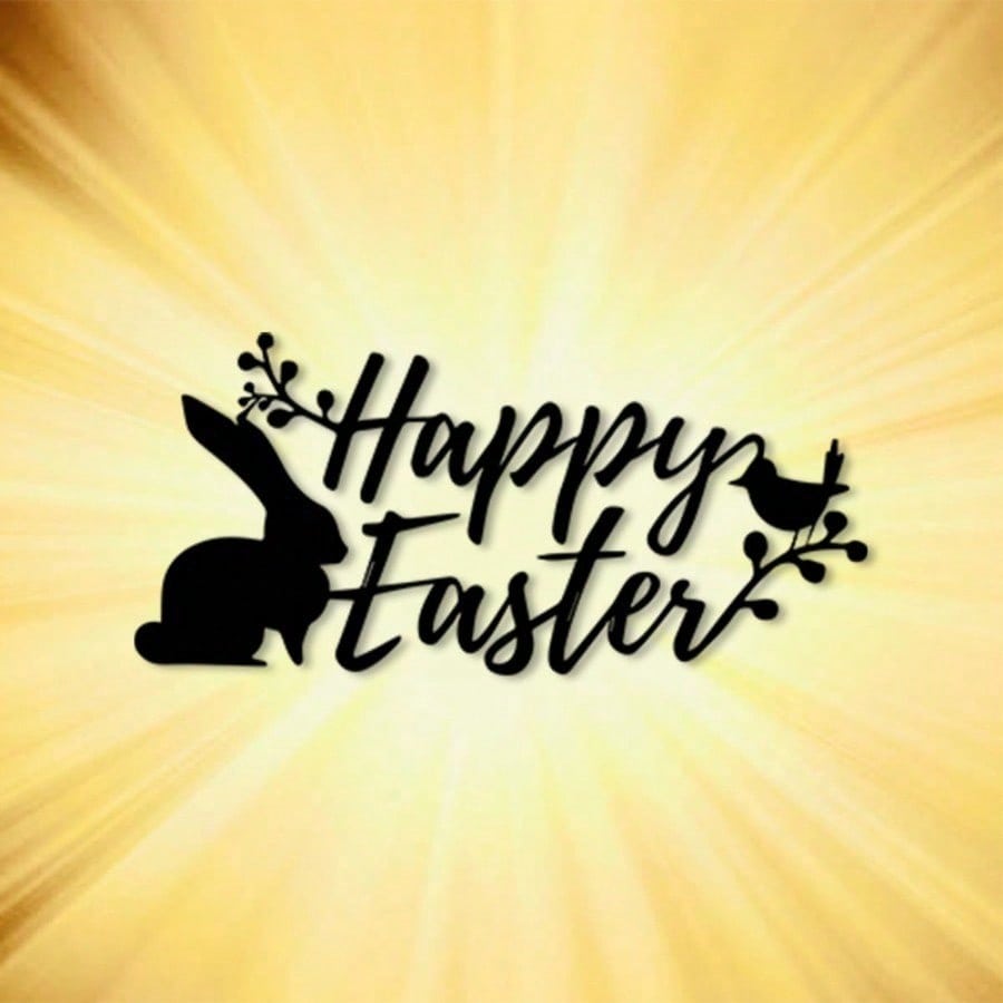 Metal Rabbit Wall Art Rustproof Iron Statue Easter Porch Living Room Decor Gift